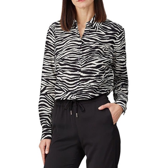 DEREK LAM 10 CROSBY Kosma Zebra Print Button Down Shirt - Crepe - EUC - Picture 2 of 15